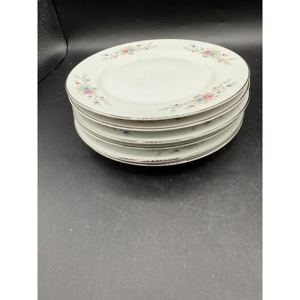 set of 6 Vtg Florenteen Fine China dessert Plates Fantasia Pattern Made in Japan